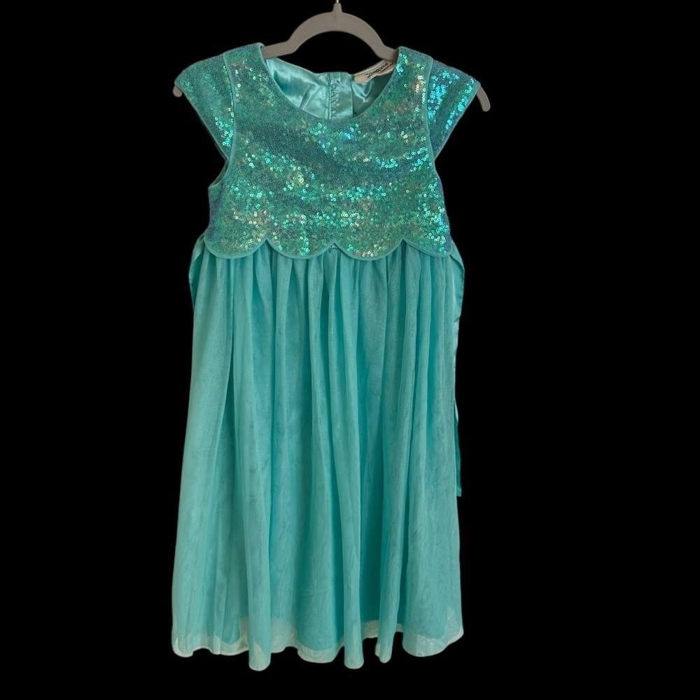 H&M Conscious Girls 5-6 Y Turquoise Sequin Top Dress Mermaid Party Wedding Cute‎